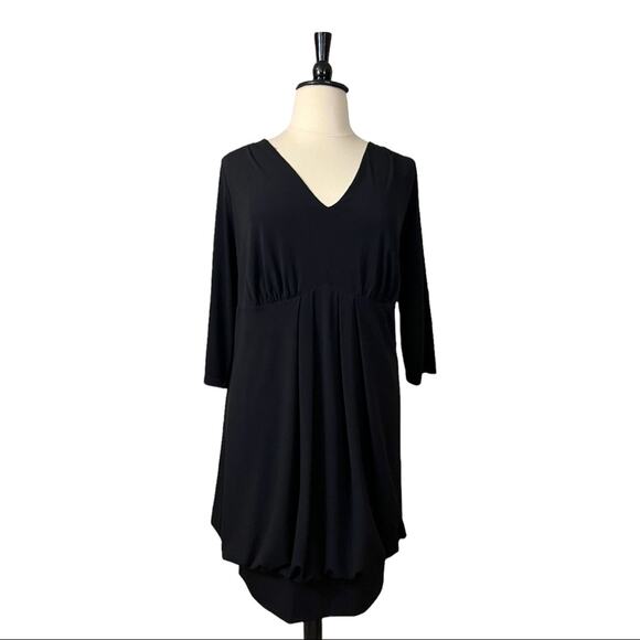 I.N. Studio Women's V-neck High Waist Black Tulip Hem Dress Size 22 Plus - Picture 1 of 10